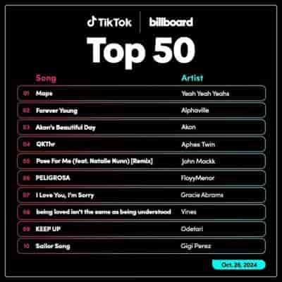 TikTok Billboard Top 50 Singles Chart [26.10] 2024 (2024) скачать торрент